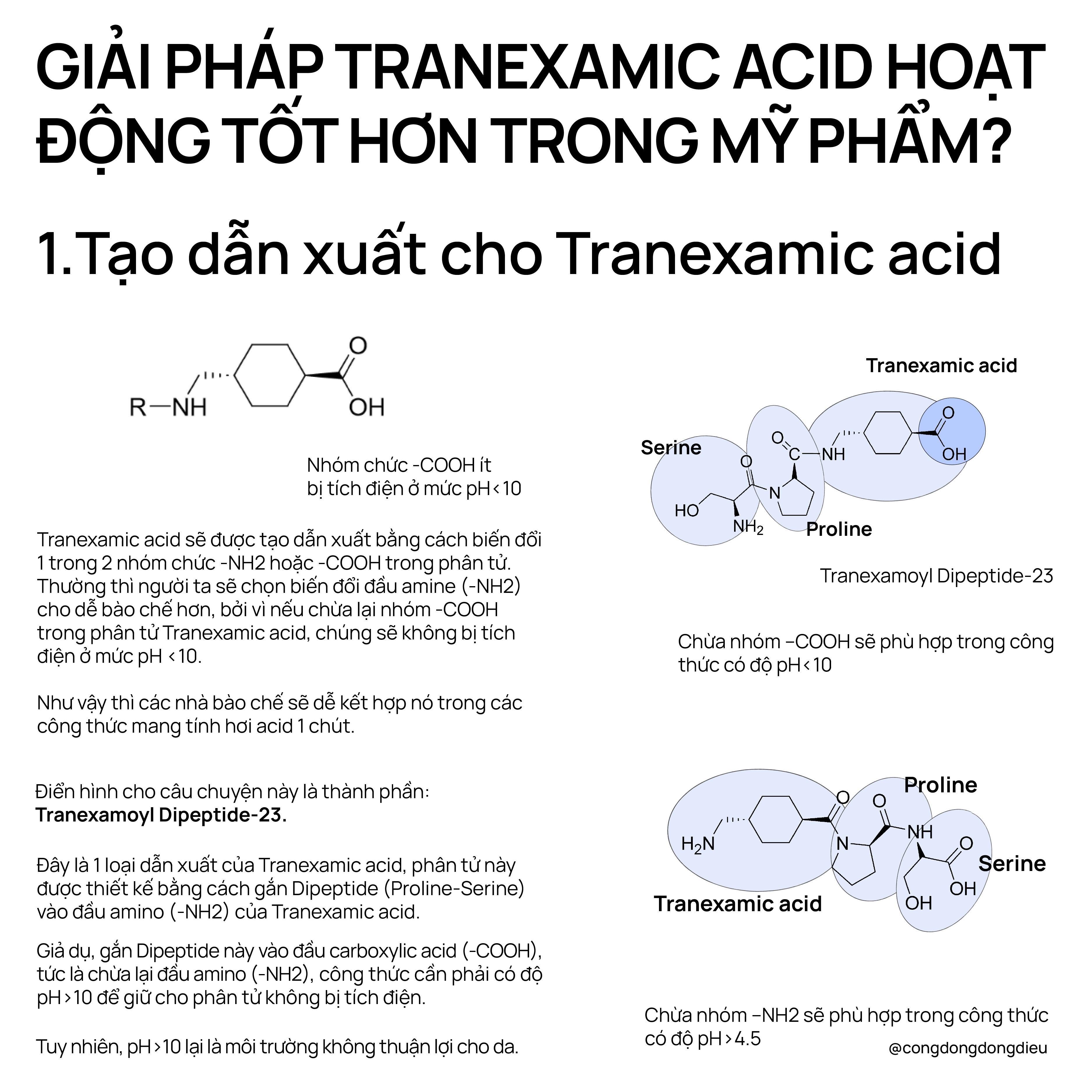 Tạo dẫn xuất Tranexamic acid thành Tranexamoyl Dipeptide-23