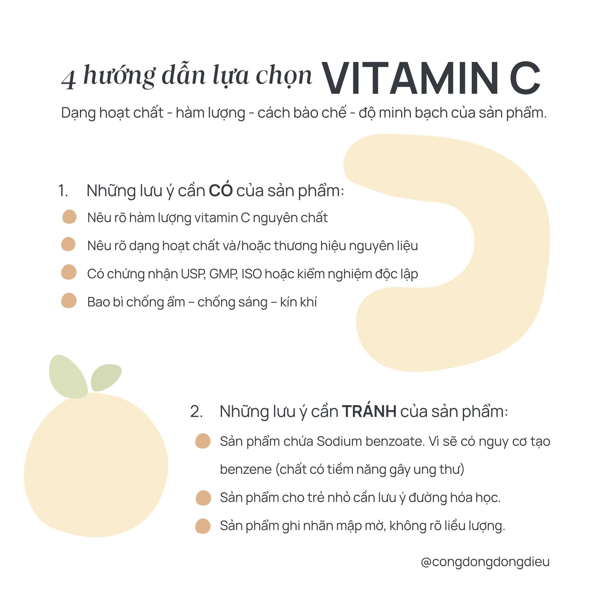 4 HƯỚNG DẪN LỰA CHỌN VITAMIN C