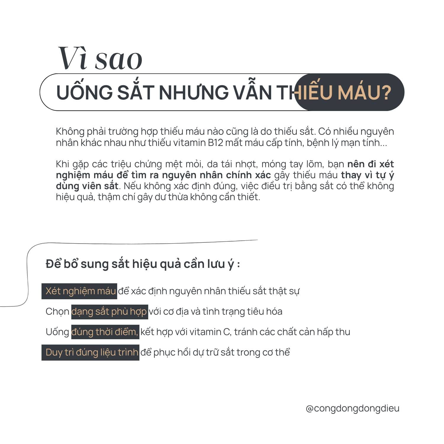 VÌ SAO UỐNG SẮT NHƯNG VẪN THIẾU MÁU?