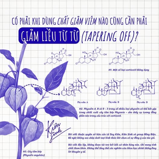 CÓ PHẢI KHI DÙNG CHẤT GIẢM VIÊM NÀO CŨNG CẦN PHẢI GIẢM LIỀU TỪ TỪ (TAPERING OFF)?